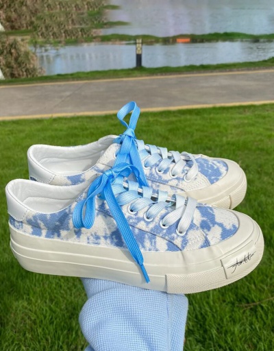 Replica Preppy Tie Dye Lace Up Canvas Shoes For Women #792658 $27.00 USD for Wholesale