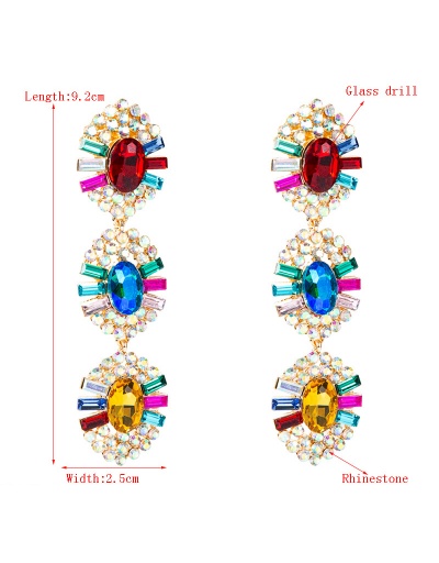 Replica Baroque Alloy Multicolored Rhinestone Euro Earring For Women #792660 $14.83 USD for Wholesale