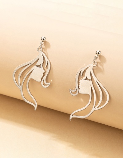 Replica Trendy Side Face Design Silvery Earrings Street For Women #792661 $6.50 USD for Wholesale