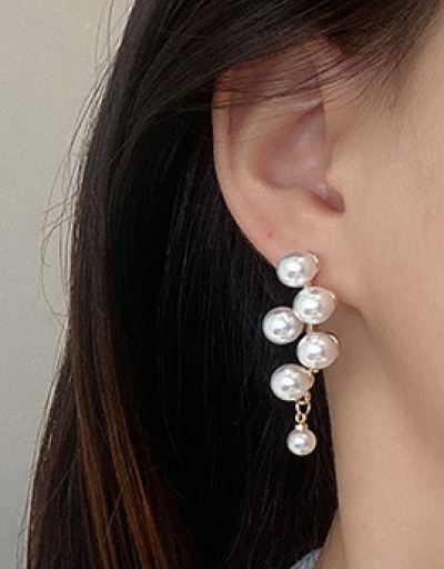 Replica Gentle Faux-Pearl Modern Long Earring For Women #792673 $5.60 USD for Wholesale