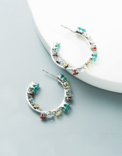 Replica Gorgeous Multicolored Zircon Rhinestone C Shape Earring For Women #792674 $11.52 USD for Wholesale