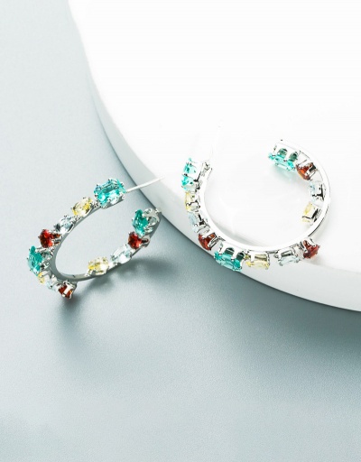 Replica Gorgeous Multicolored Zircon Rhinestone C Shape Earring For Women #792674 $11.52 USD for Wholesale