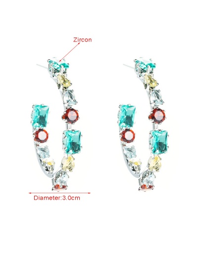 Replica Gorgeous Multicolored Zircon Rhinestone C Shape Earring For Women #792674 $11.52 USD for Wholesale