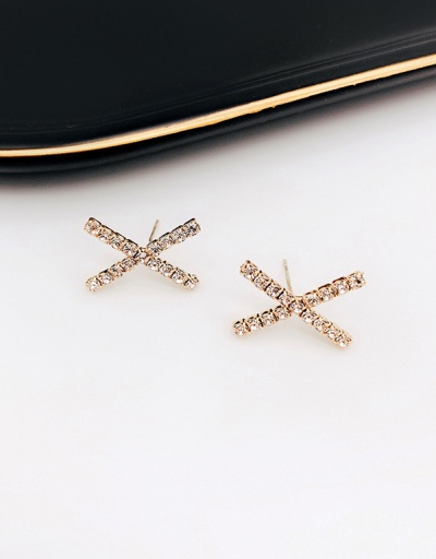 Geometric Cross Rhinestone Stud Earrings For Women #792676 $4.68 USD, Wholesale Fashion Earrings