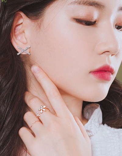 Replica Geometric Cross Rhinestone Stud Earrings For Women #792676 $4.68 USD for Wholesale