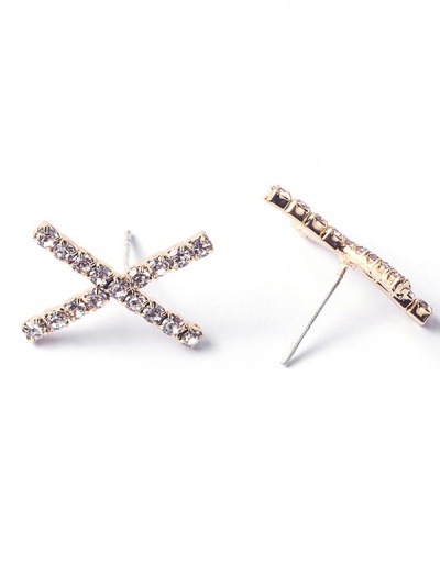 Replica Geometric Cross Rhinestone Stud Earrings For Women #792676 $4.68 USD for Wholesale