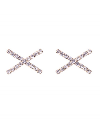 Replica Geometric Cross Rhinestone Stud Earrings For Women #792676 $4.68 USD for Wholesale