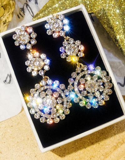 Shiny Rhinestone Flower Shape Drop Earrings For Women #792679 $13.08 USD, Wholesale Fashion Earrings