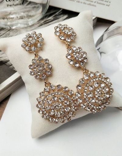 Replica Shiny Rhinestone Flower Shape Drop Earrings For Women #792679 $13.08 USD for Wholesale