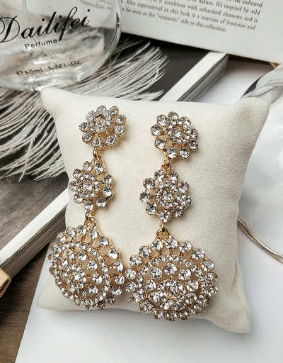 Replica Shiny Rhinestone Flower Shape Drop Earrings For Women #792679 $13.08 USD for Wholesale