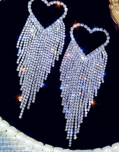 Replica Elegant Heart Rhinestone Tassel Earring For Women #792680 $14.18 USD for Wholesale