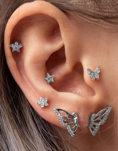 Sweet Rhinestone Butterfly Simple Stud Earrings Sets For Women #792683 $3.28 USD, Wholesale Fashion Earrings