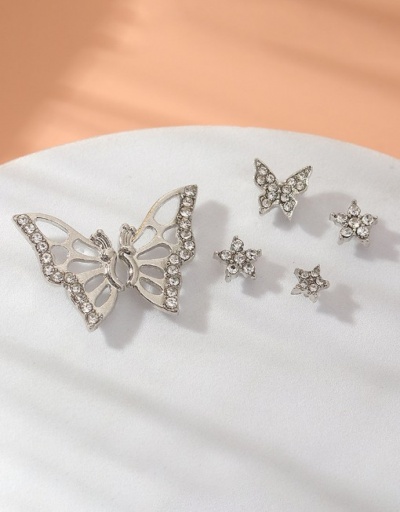 Replica Sweet Rhinestone Butterfly Simple Stud Earrings Sets For Women #792683 $3.28 USD for Wholesale