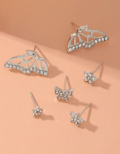 Replica Sweet Rhinestone Butterfly Simple Stud Earrings Sets For Women #792683 $3.28 USD for Wholesale