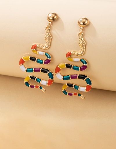 Replica Snake Shape Colourful National Style Earrings For Women #792691 $7.08 USD for Wholesale