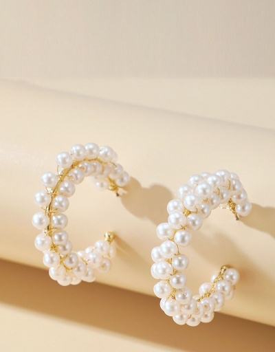 Plain Full Faux-Pearl C-Shape Stud Earrings For Women #792693 $7.80 USD, Wholesale Fashion Earrings