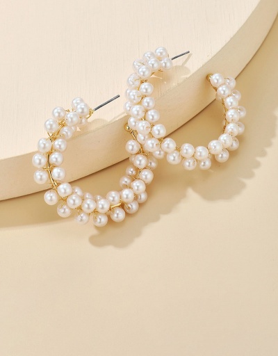 Replica Plain Full Faux-Pearl C-Shape Stud Earrings For Women #792693 $7.80 USD for Wholesale