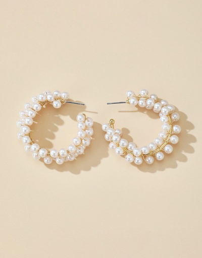 Replica Plain Full Faux-Pearl C-Shape Stud Earrings For Women #792693 $7.80 USD for Wholesale