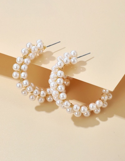 Replica Plain Full Faux-Pearl C-Shape Stud Earrings For Women #792693 $7.80 USD for Wholesale