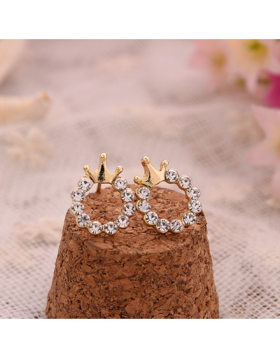 Replica Round Rhinestone Crown Fashion Earrings For Women #792699 $1.81 USD for Wholesale