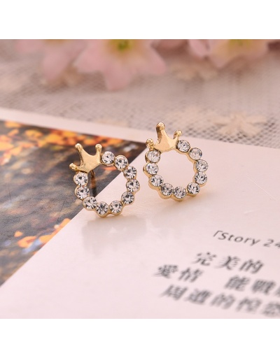 Replica Round Rhinestone Crown Fashion Earrings For Women #792699 $1.81 USD for Wholesale