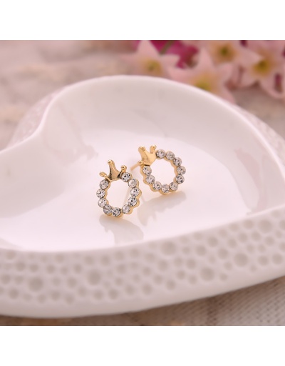 Replica Round Rhinestone Crown Fashion Earrings For Women #792699 $1.81 USD for Wholesale