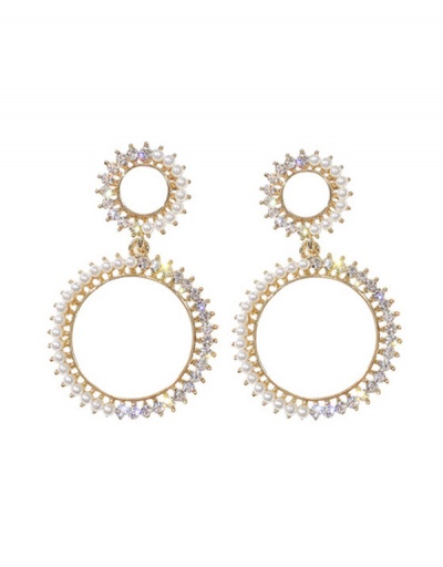 Replica Small Faux Pearls Glitter Rhinestone Circle Drop Earrings For Women #792700 $8.40 USD for Wholesale