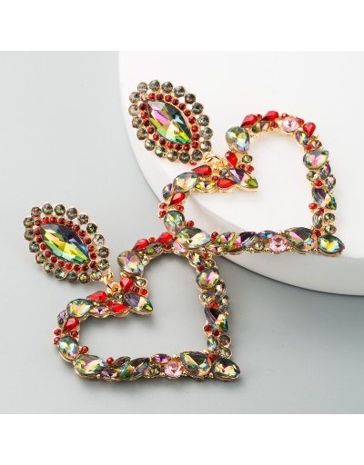 Heart Shape Temperament Big Bring Rhinestone Earrings For Women #792701 $7.33 USD, Wholesale Fashion Earrings