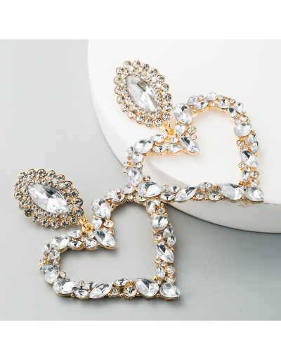 Replica Heart Shape Temperament Big Bring Rhinestone Earrings For Women #792701 $7.33 USD for Wholesale