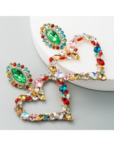 Replica Heart Shape Temperament Big Bring Rhinestone Earrings For Women #792701 $7.33 USD for Wholesale