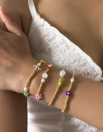 Replica Special Faux-Pearl Shape Beads Flower Bracelet Set For Women #792706 $8.56 USD for Wholesale