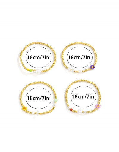 Replica Special Faux-Pearl Shape Beads Flower Bracelet Set For Women #792706 $8.56 USD for Wholesale