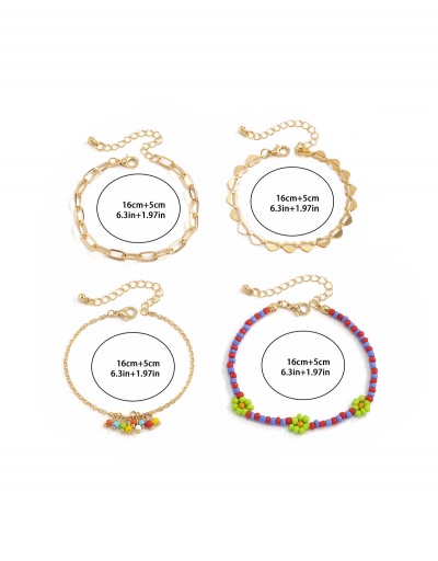 Replica Vacation Beads Flower Hollow Out Heart Bracelet Set For Women #792709 $10.34 USD for Wholesale