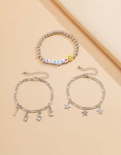 Replica Cute Star Geometry Smile Letter Chain Bracelet Set For Women #792711 $10.72 USD for Wholesale