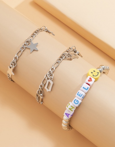 Replica Cute Star Geometry Smile Letter Chain Bracelet Set For Women #792711 $10.72 USD for Wholesale