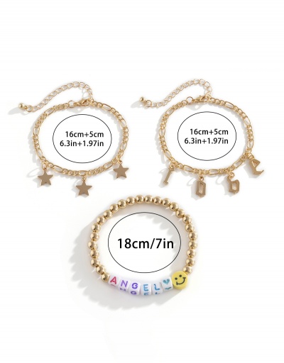 Replica Cute Star Geometry Smile Letter Chain Bracelet Set For Women #792711 $10.72 USD for Wholesale