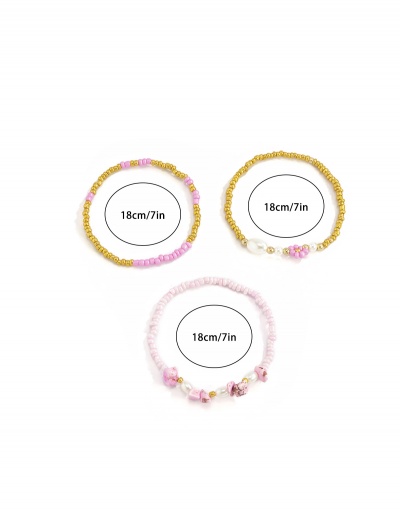 Replica All-Match Chic Faux-Pearl Flower Colored Bracelet Set For Women #792713 $7.72 USD for Wholesale