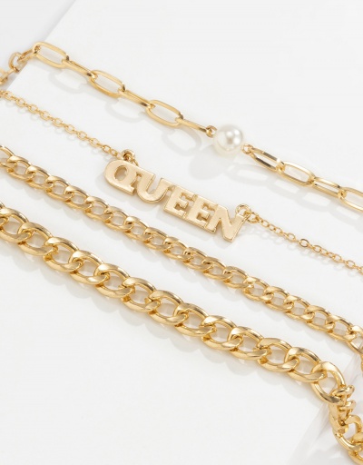 Replica Hip Hop Letter Faux-Pearl Hollow Out Bracelet Set For Women #792724 $7.28 USD for Wholesale