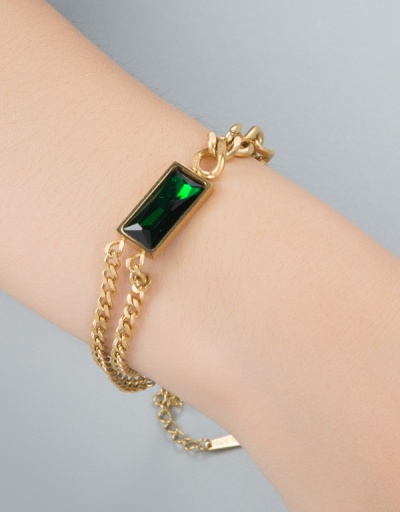 Trendy Square Green Zircon Fashion Bracelet For Unisex #792726 $16.80 USD, Wholesale Fashion Bracelet