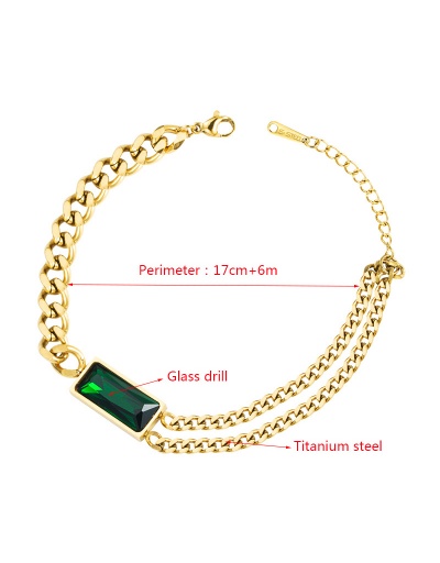 Replica Trendy Square Green Zircon Fashion Bracelet For Unisex #792726 $16.80 USD for Wholesale