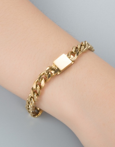 Fashion Titanium Steel Square Golden Bracelet For Unisex #792727 $16.80 USD, Wholesale Fashion Bracelet