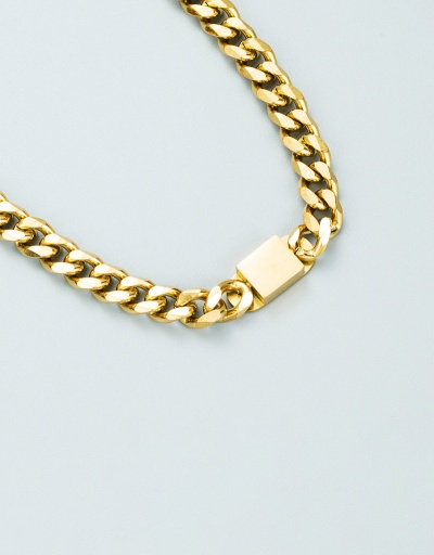 Replica Fashion Titanium Steel Square Golden Bracelet For Unisex #792727 $16.80 USD for Wholesale