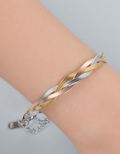 Hip Hop Three Color Twist Titanium Steel Bracelet For Unisex #792731 $12.96 USD, Wholesale Fashion Bracelet