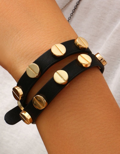 Punk Pu Rivet Double Layer Bracelet Set For Unisex #792734 $14.14 USD, Wholesale Fashion Bracelet