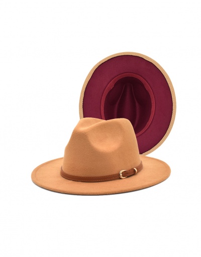 Replica Contrast Color Belt Buckle Fedora Hat #792762 $13.96 USD for Wholesale