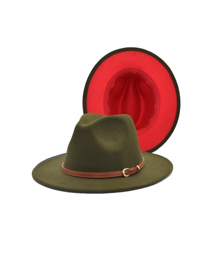 Replica Contrast Color Belt Buckle Fedora Hat #792762 $13.96 USD for Wholesale