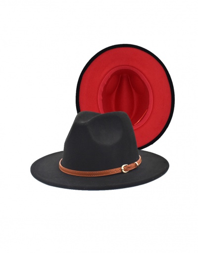 Replica Contrast Color Belt Buckle Fedora Hat #792762 $13.96 USD for Wholesale