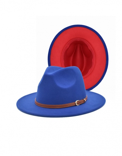 Replica Contrast Color Belt Buckle Fedora Hat #792762 $13.96 USD for Wholesale