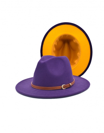 Replica Contrast Color Belt Buckle Fedora Hat #792762 $13.96 USD for Wholesale