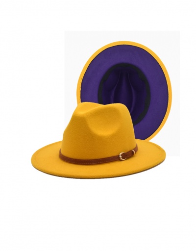 Replica Contrast Color Belt Buckle Fedora Hat #792762 $13.96 USD for Wholesale